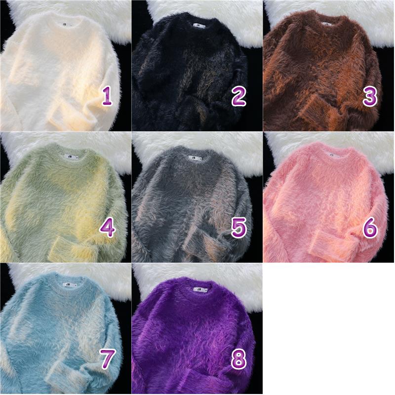 秋冬用 メンズ日系風 無地保温ニットセーター ルーズフィット 柔らかくてもちもち 丸首  8色