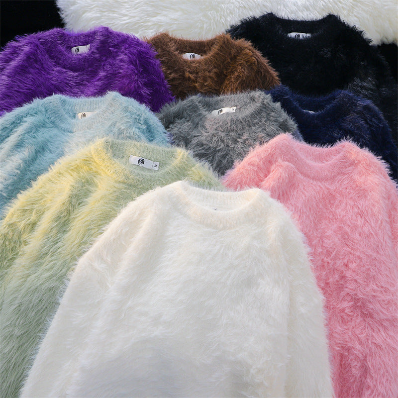 秋冬用 メンズ日系風 無地保温ニットセーター ルーズフィット 柔らかくてもちもち 丸首  8色