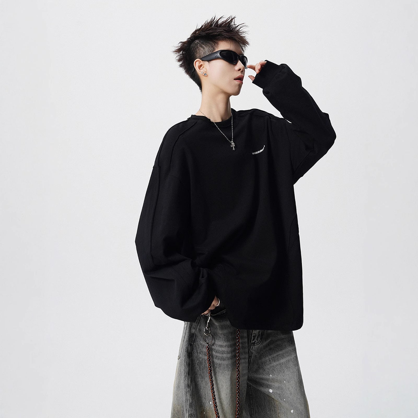 メンズ 秋用 レトロカジュアル トップス（ロングスリーブ T シャツ・カップルスウェット兼用）  2色